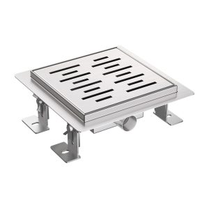 Aloni doucheput - met rooster - compleet - 15x15 cm - geborsteld RVS