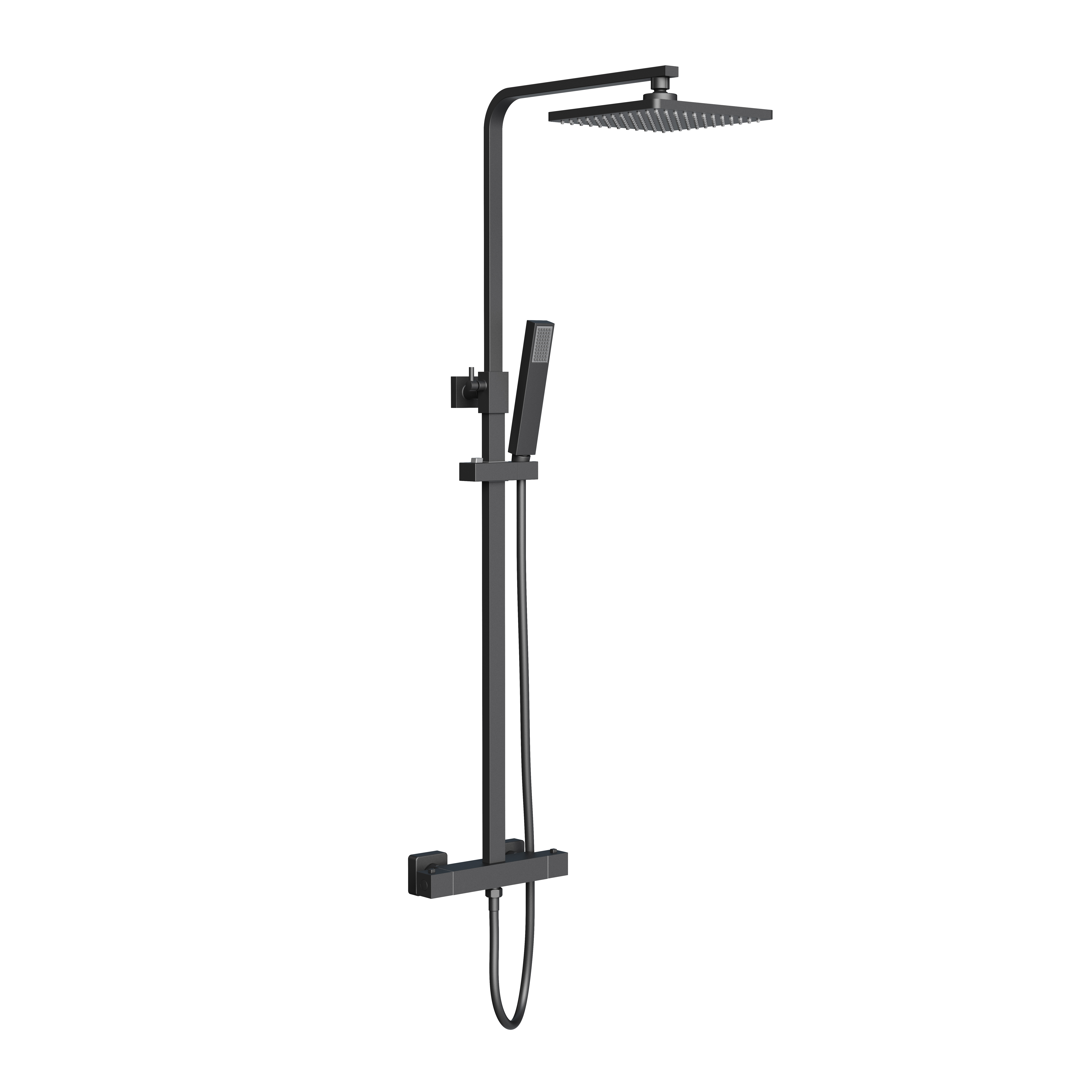 OPT2B-01 Aloni optima quadro regendoucheset - thermostatisch - opbouw - belgaqua - mat zwart