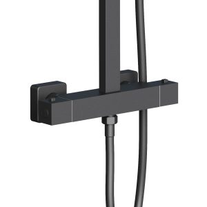 Aloni optima quadro regendoucheset - thermostatisch - opbouw - belgaqua - mat zwart