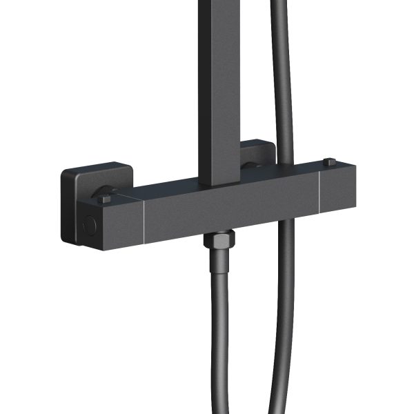 Aloni optima quadro regendoucheset - thermostatisch - opbouw - belgaqua - mat zwart