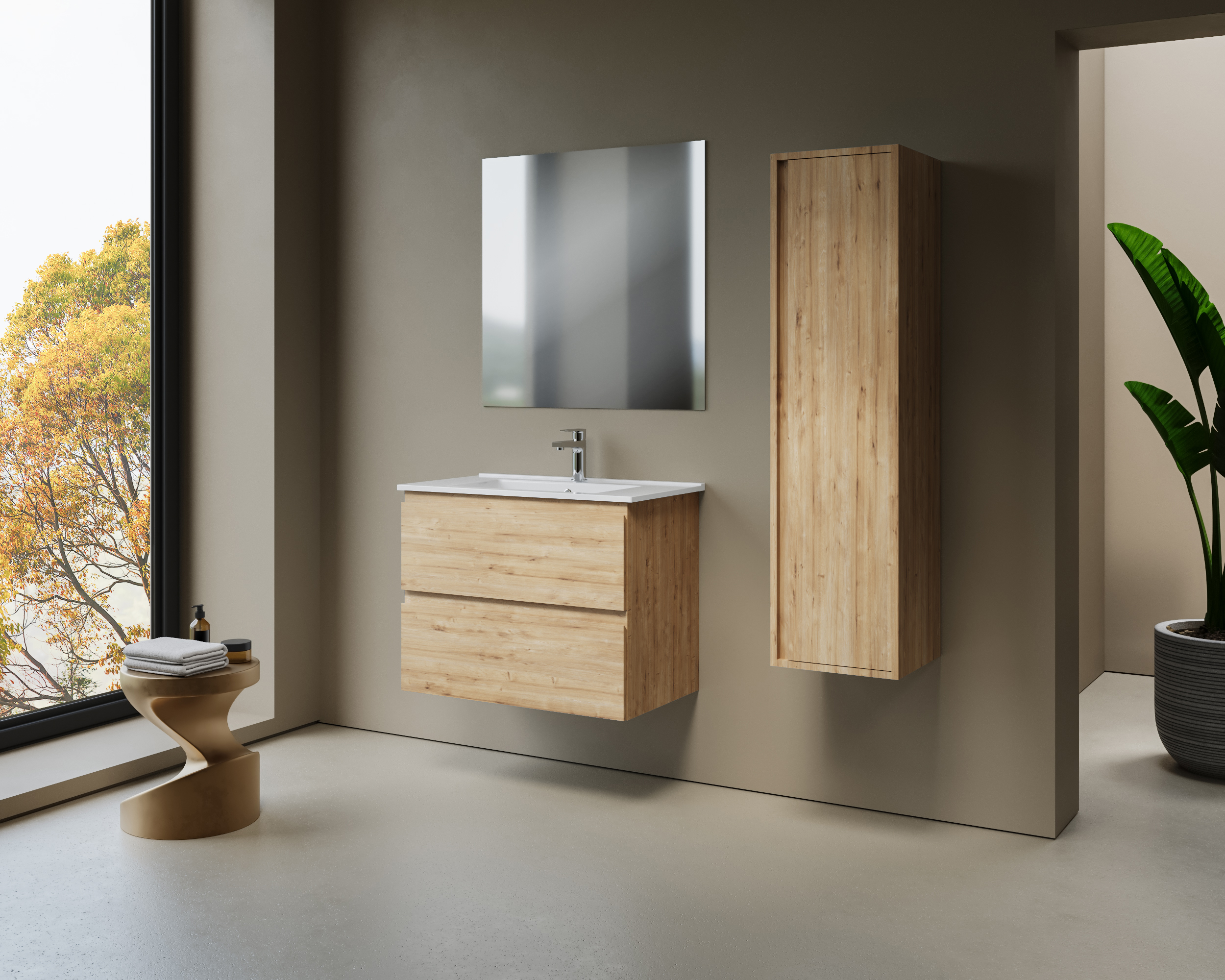 Aloni sally XL wastafelonderkast - 2 lades - softclose - greeploos - 76x60x45,3 cm - safir